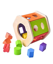 A Cool Toy 2 in 1 Hexagonal Wooden Shape Sorter & Clock