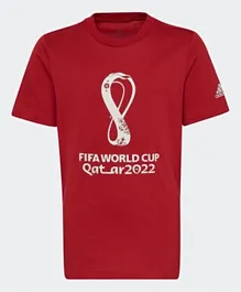 اديداس -تيشيرت مزين بشعار الفيفا الرسمي لكأس العالم 2022  - كستنائي أكتيف