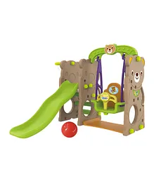 Mini Panda Indoor/Outdoor Bear Slide with Swing and Basketball