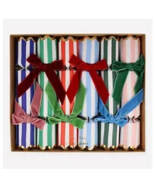 Meri Meri Stripe Velvet Bow Crackers - 6 Pieces