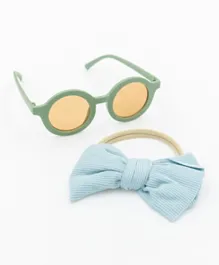 DDANIELA Glasses and Headband Set For Babies and Girls - Blue and Green