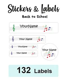 Ladybug Labels Personalised Name School Labels Music - 132 Pieces