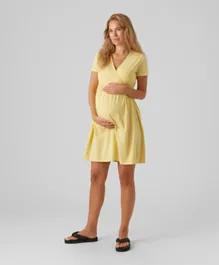 Mamalicious V Neck Super Comfy Maternity Dress - Yellow