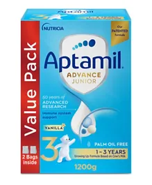 Aptamil Palm Oil Free Advance Junior 3 Milk Formula Value Pack - 1200g