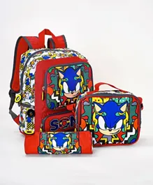 Sonic Classic Backpack + Lunch Bag + Pencil Case Set Red - 14 Inches