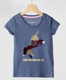 Aeropostale Unicorn Graphic T Shirt - Blue
