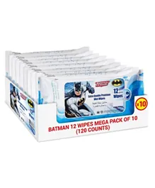 DC Comics Batman Wipes Mega Pack of 10- 120 Wipes