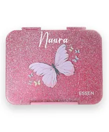 Essen Personalized Bento Lunch Box Large with 4/6 Compartment - Pink Sparkle Butterfly