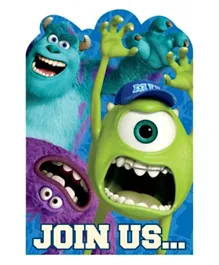 Party Centre Monsters University Inc Invitation Cards - Pack of 8