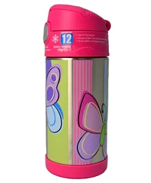Thermos Butterfly Print Funtainer Stainless Steel Insulated Water Bottle Pink - 355mL