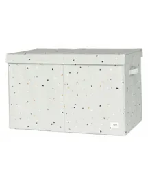 3 Sprouts Terrazzo Green Folding Toy Chest - Eco-Friendly 24M+ Stackable Two-Compartment Storage for Toys/Clothes