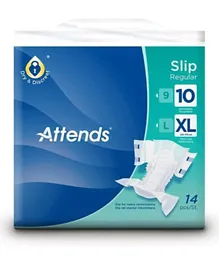 ATTENDS Slip Regular Plus Extra Large Size 10 Adult Diapers - 14 Pieces