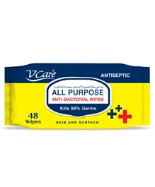 V Care All Purpose Anti Bacterial Wipes - 48 Wipes
