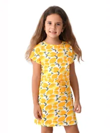 Urbasy Lemon Printed Summer Dress - Yellow