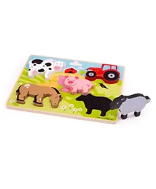 Bigjigs Chunky Lift Out Farm Puzzle - 5 Pieces