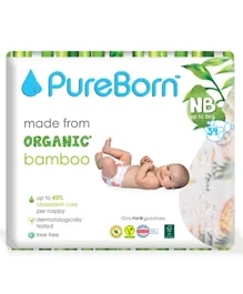PureBorn New Born Nappies Single  Grapefruit - 34 Pieces