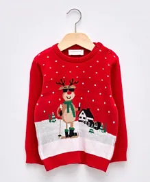 LC Waikiki Christmas Themed Sweater - Red