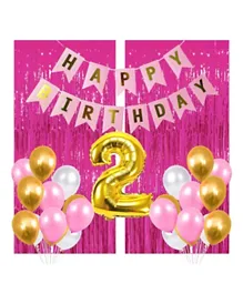 Party Propz 2nd Birthday Decoration Combo for Baby Girl - Pack of 29