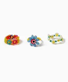 Zippy Beaded Rings For Girls Multicolor - Pack Of 3