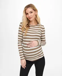 Only Maternity Striped Maternity Top - Brown