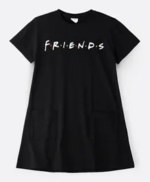 Friends Front Pocket Dress - Black