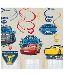 Party Centre Cars 3 Foil Swirl Decorations - Pack of 12
