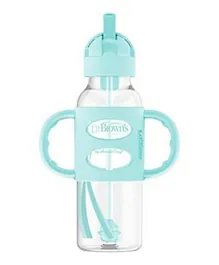 Dr. Brown's Sippy Straw Bottle with Silicone Handles Blue - 250mL
