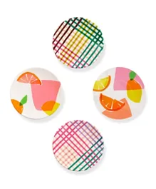 KATE SPADE Citrus Celebration and Rainbow Plaid Melamine Tidbit Plates - 4 Pieces