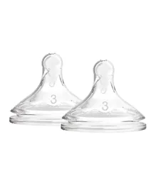 Dr. Brown's Level 3 Wide-Neck Silicone Options Plus  Nipple Pack of 2  - Transparent