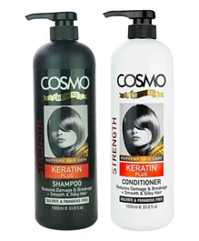 Cosmo Keratin Shampoo 1000mL  And Keratin Conditioner 1000mL - Value Pack