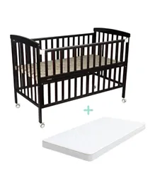 Moon Wooden Portable Crib + Crib Mattress - Dark Chocolate & White