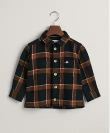 Gant Kids Shield Embroidered Checked Overshirt - Black & Brown