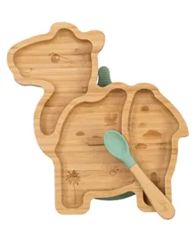 Citron Organic Bamboo Plate Suction & Spoon Camel - Pastel Green
