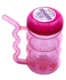 Arrow Home Sip-A-Mug Translucent Neon Pink Plastic Bottle with Built In Straw Handle - 414ml