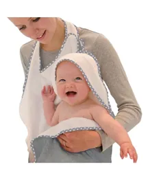 منشفة الأطفال كدل دراي بغطاء رأس وحافة بنجوم رمادية - تستخدم بدون استخدام اليدين