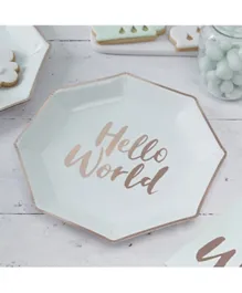 Ginger Ray Hello World Paper Plates Silver - Pack of 8