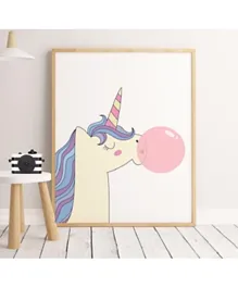 Sweet Pea Unicorn Bubblegum Wall Art Print - Multicolor