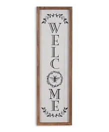 PAN Home Welcome Sign Wooden Wall Plaque - White & Brown
