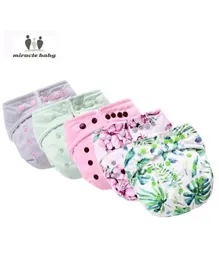 Little Angel Miracle Baby Reusable Pocket Diaper Assorted Design with 2 Insert Pads MB 4 - Pack of 5