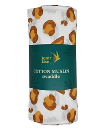 Tommy Lise Cotton Muslin Swaddle - White Leopard