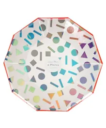 Meri Meri Large Rainbow Confetti Plates Pack of 8 - Multicolour
