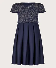 Monsoon Children Embroidered Party Dress - Navy Blue