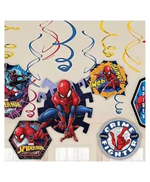 Party Centre Spider-Man Webbed Swirl Decorations  - Pack of 12