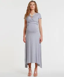 Bella Mama Maternity Dress - Grey Melange