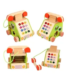 Factory Price Pull Along Multi Functional Wooden Telephone Toy - Multicolor