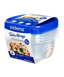 Sistema Takealongs Deep Square Food Storage Containers Pack of 4 - 1.2L each