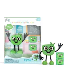 Glo Pals Pippa Water-Activated Bath Toy with 2 Reusable Light-Up Cubes - Green