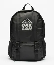 Oaklan by ShoeExpress Logo Print Backpack with Adjustable Shoulder Straps Black - 16.5 Inch