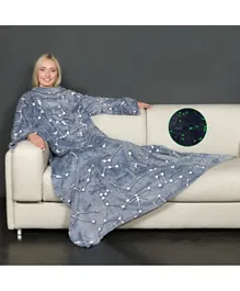 Kanguru Blanket With Sleeves and A Pocket - Deluxe Glow Constellation
