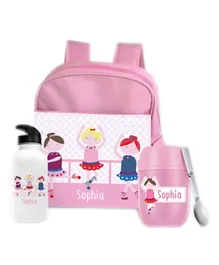 Essmak En Pointe Personalized Thermos and Backpack Set Pink - 11 Inches